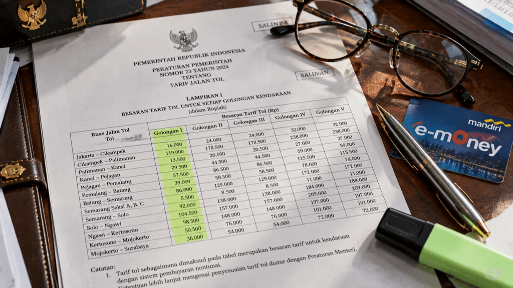 Dokumen penetapan Kepmen PU mengenai rincian tarif jalan tol Probolinggo Banyuwangi sistem tertutup.